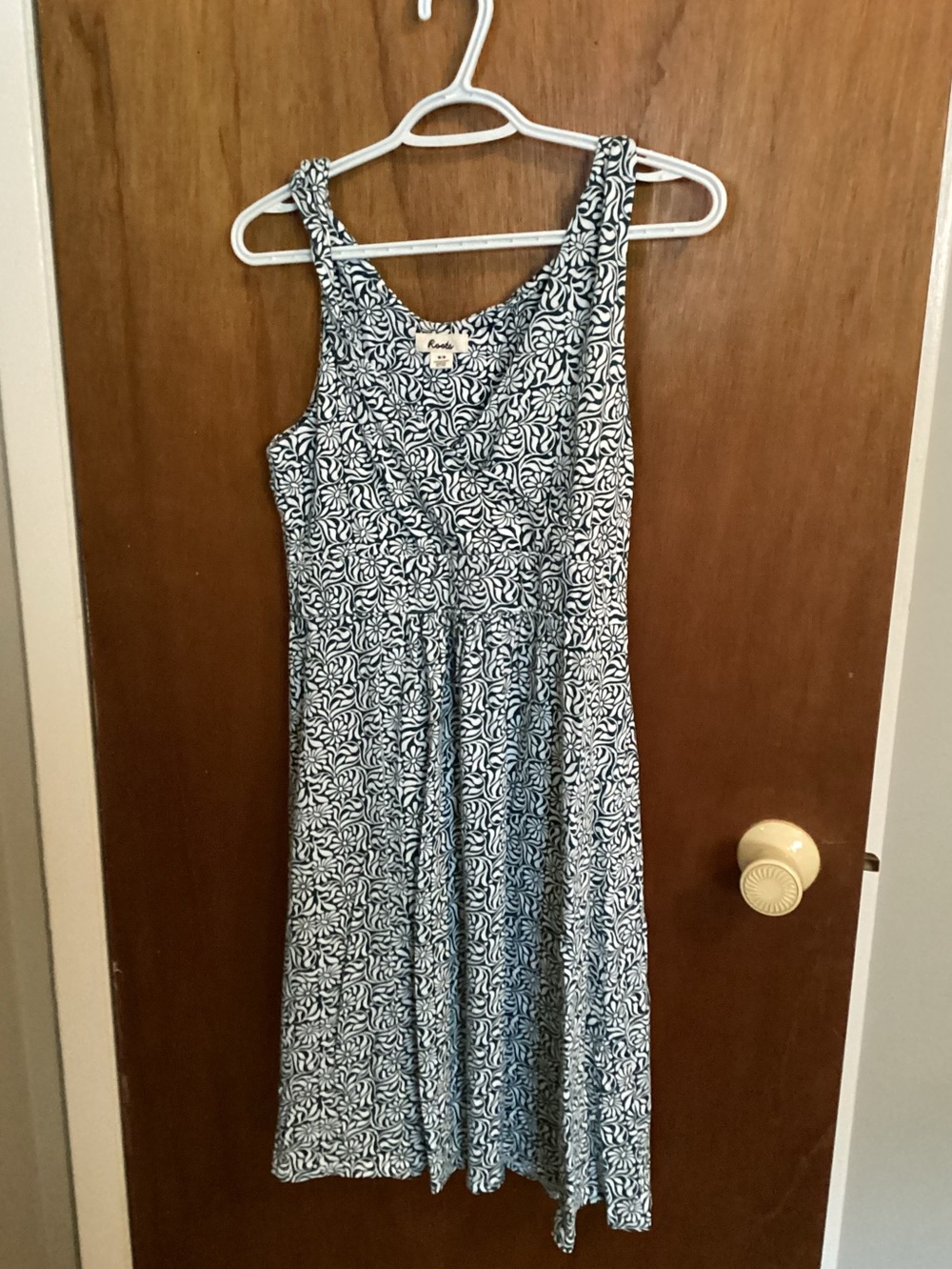 Roots Navy and White Printed Midi Dress